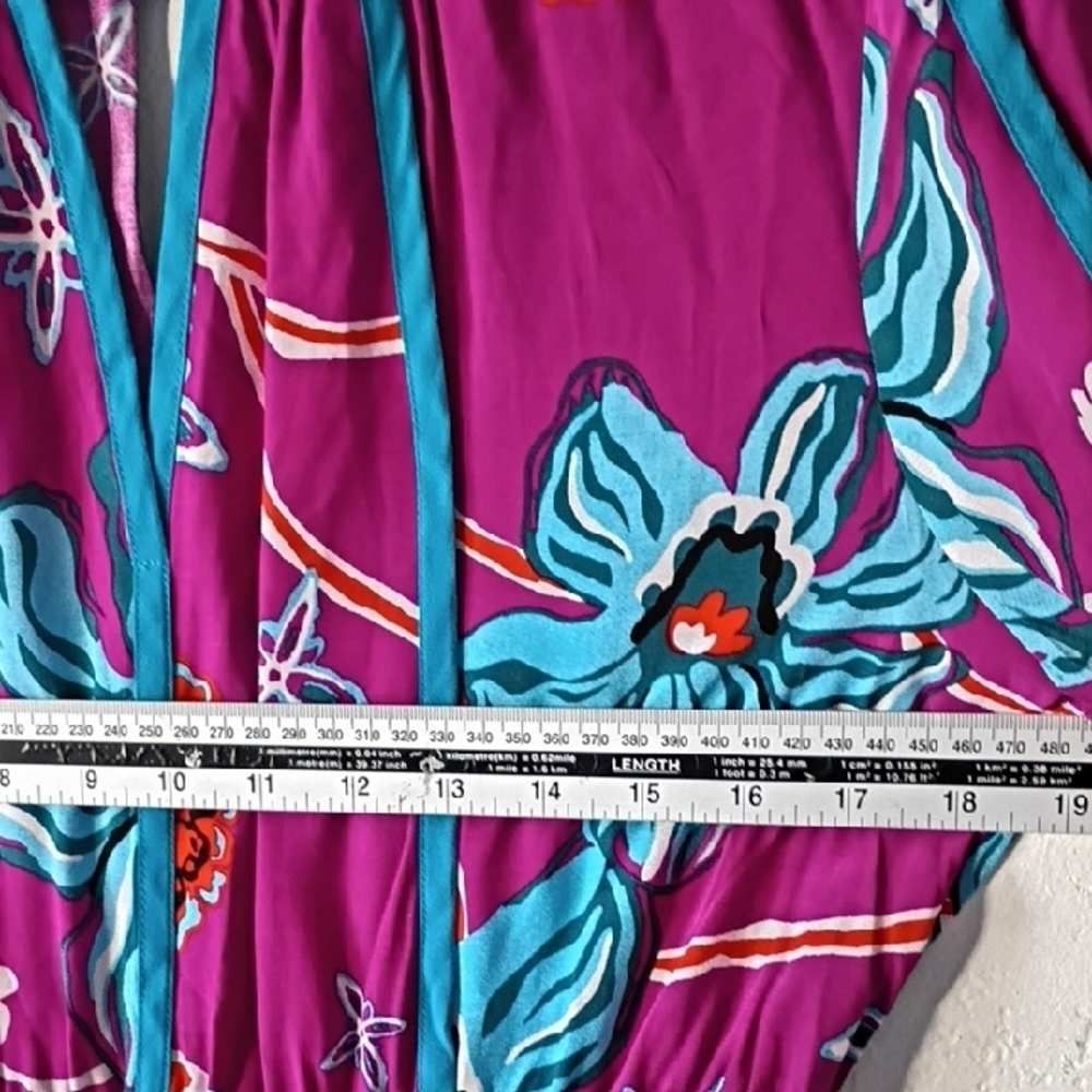 Diane Von Furstenberg Floral Long Sleeve Maxi Dress - Purple and Teal Size S - Picture 11 of 14